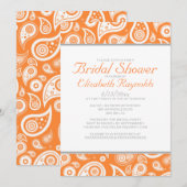 Invitations de douches nuptiales Orange Paisley (Devant / Derrière)