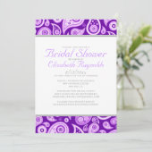 Invitations de douches nuptiales Paisley violet (Debout devant)