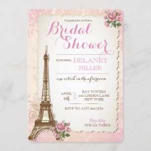 Invitations de douches nuptiales parisiennes vinta