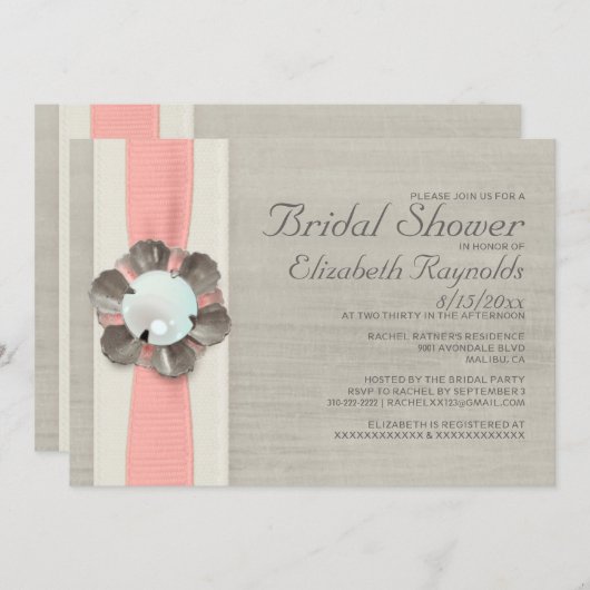 Invitations de douches nuptiales Pearls (Devant / Derrière)