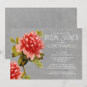 Invitations de douches nuptiales Peony (Devant / Derrière)
