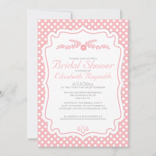 Invitations de douches nuptiales Polka Dot moderne (Devant)