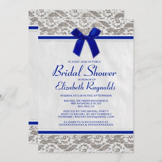 Invitations de douches nuptiales pour dentelles de (Devant / Derrière)