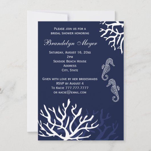 Invitations de douches nuptiales pour hippocampes (Devant)