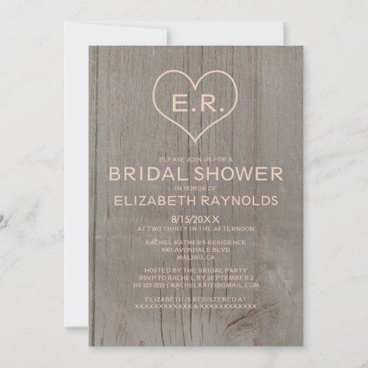 Invitations de douches nuptiales pour le grain de  (Devant)