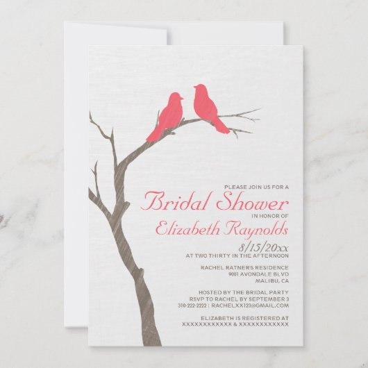 Invitations de douches nuptiales pour les oiseaux (Devant)
