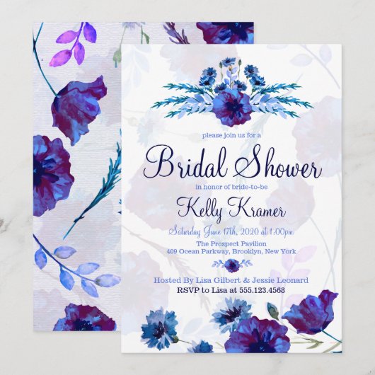 Invitations de douches nuptiales pour les papillon (Devant / Derrière)