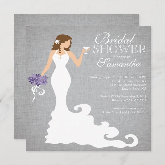 Invitations de douches nuptiales pour mariées mode (Devant / Derrière)