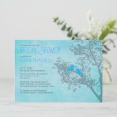 Invitations de douches nuptiales pour oiseaux bleu (Debout devant)