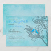 Invitations de douches nuptiales pour oiseaux bleu (Devant / Derrière)
