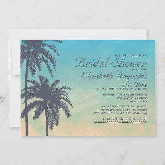 Invitations de douches nuptiales pour palmiers Vin (Devant)