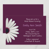 Invitations de douches nuptiales pourpres Daisy (Devant / Derrière)