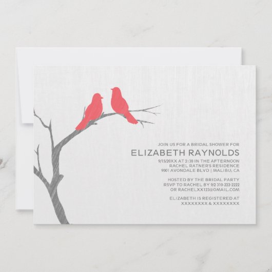 Invitations de douches nuptiales Red Bird (Devant)