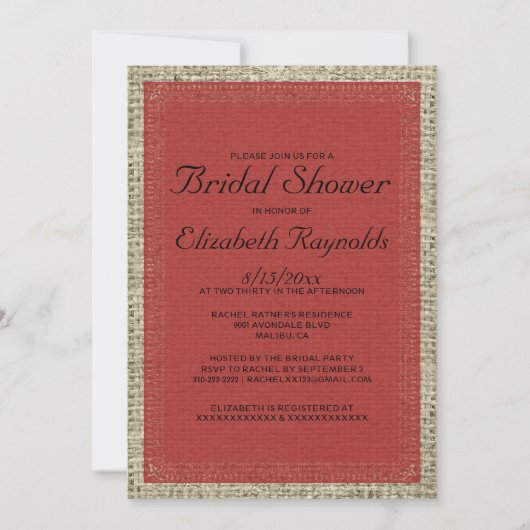 Invitations de douches nuptiales Red & Black Burla (Devant)