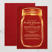 Invitations de douches nuptiales Red & Gold Mason (Devant / Derrière)