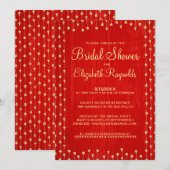 Invitations de douches nuptiales Red Gold Rustic C (Devant / Derrière)