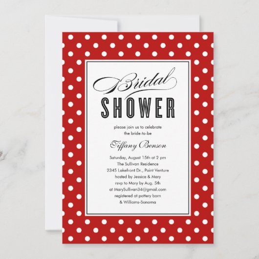 Invitations de douches nuptiales Red Polka Dot (Devant)