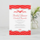Invitations de douches nuptiales Red Zigzag (Debout devant)