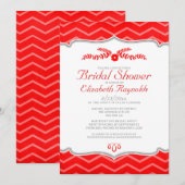 Invitations de douches nuptiales Red Zigzag (Devant / Derrière)