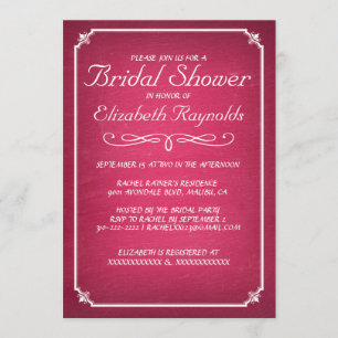 Invitations de douches nuptiales rose et blanc Cha