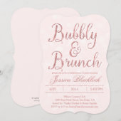 Invitations de douches nuptiales rose et brunch (Devant / Derrière)