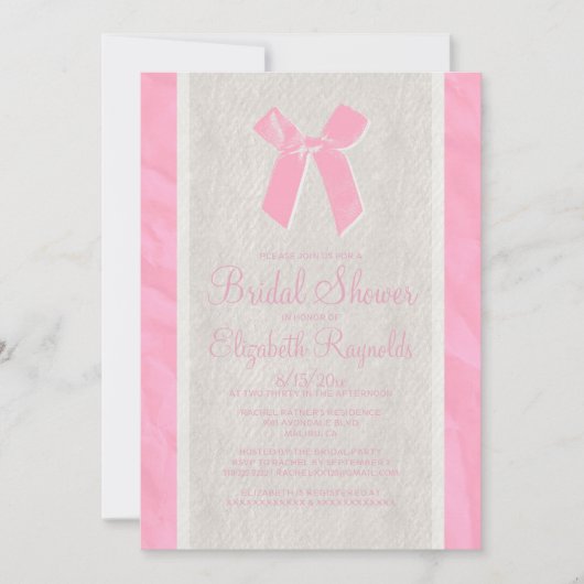 Invitations de douches nuptiales rose Vintage Bow  (Devant)