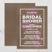 Invitations de douches nuptiales roses et Brown (Devant / Derrière)