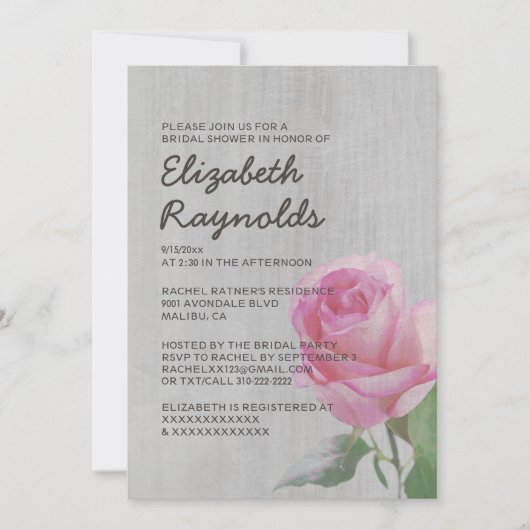 Invitations de douches nuptiales Roses Vintages (Devant)