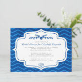 Invitations de douches nuptiales Royal Blue Chevro (Debout devant)