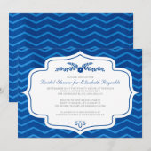 Invitations de douches nuptiales Royal Blue Chevro (Devant / Derrière)