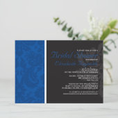 Invitations de douches nuptiales Royal Blue Damask (Debout devant)