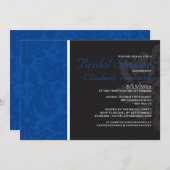 Invitations de douches nuptiales Royal Blue Damask (Devant / Derrière)