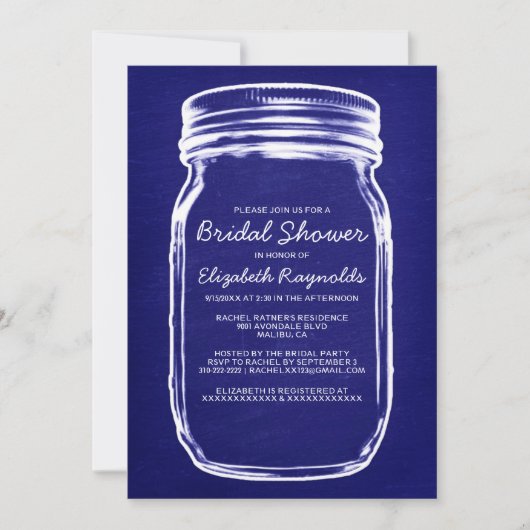 Invitations de douches nuptiales Royal Blue Mason (Devant)