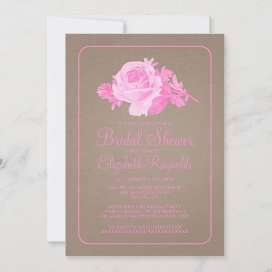 Invitations de douches nuptiales russes Brown et f (Devant)