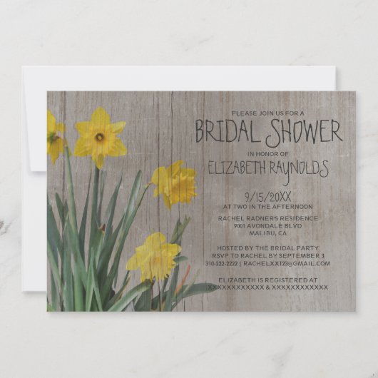 Invitations de douches nuptiales russes Daffodil (Devant)