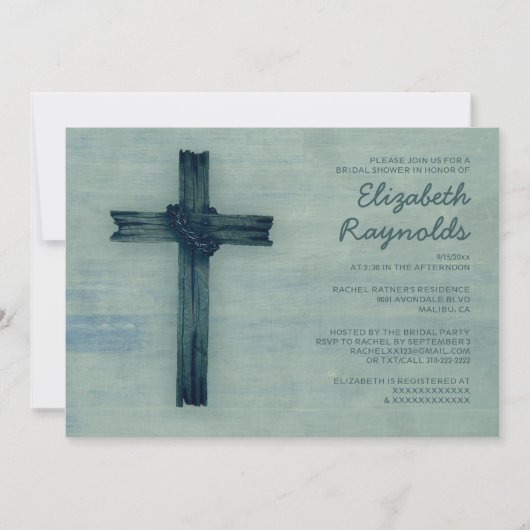 Invitations de douches nuptiales Rustic Iron Cross (Devant)