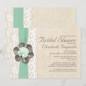 Invitations de douches nuptiales Rustic Pearls (Devant / Derrière)