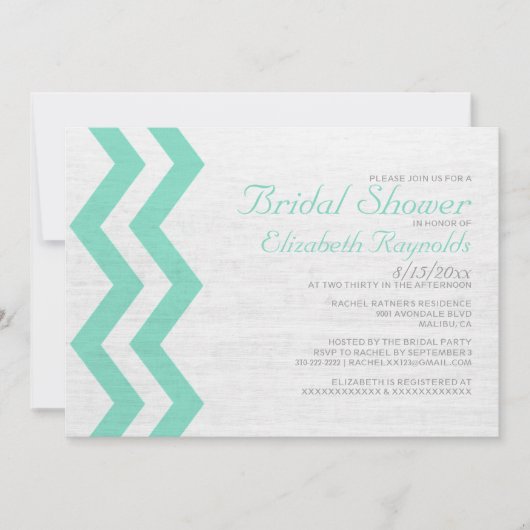 Invitations de douches nuptiales rustiques Zigzag (Devant)