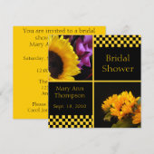 Invitations de douches nuptiales Sunflower & Check (Devant / Derrière)