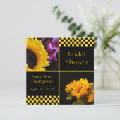 Invitations de douches nuptiales Sunflower & Check (Debout devant)