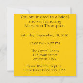 Invitations de douches nuptiales Sunflower & Check (Dos)