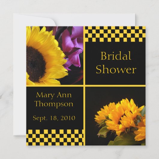 Invitations de douches nuptiales Sunflower & Check (Devant)