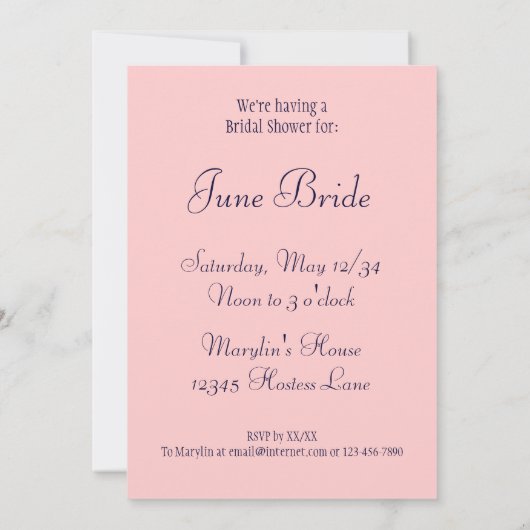 Invitations de douches nuptiales sur mesure pour l (Dos)