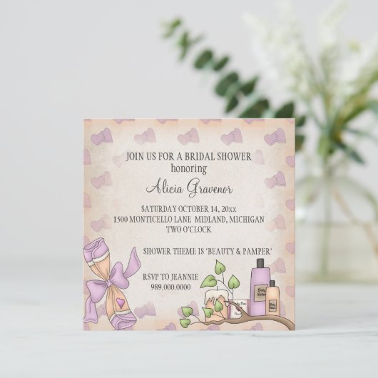 Invitations de douches nuptiales (thème beauté et  (Debout devant)