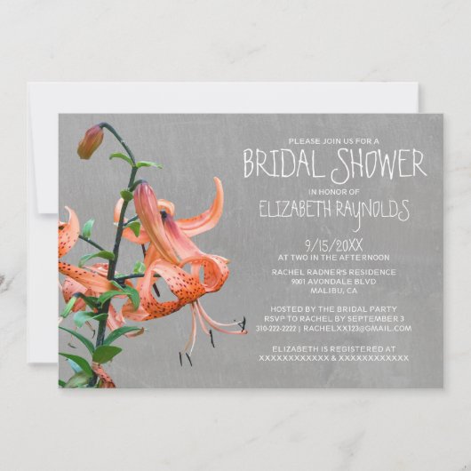 Invitations de douches nuptiales Tiger Lily (Devant)