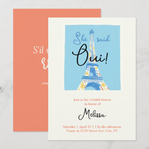 Invitations de douches nuptiales Tour Eiffel Paris