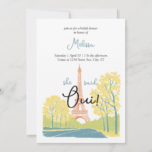 Invitations de douches nuptiales Tour Eiffel Paris (Devant)