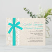 Invitations de douches nuptiales Turquoise Bow & L (Debout devant)