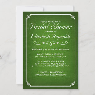 Invitations de douches nuptiales vertes de chalkbo