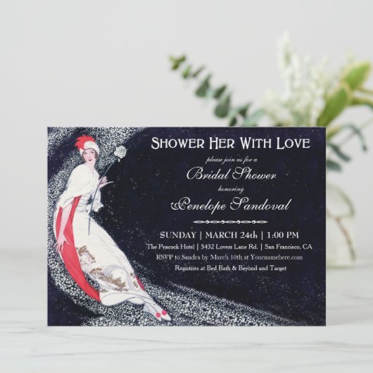 Invitations de douches nuptiales Vintages (Debout devant)